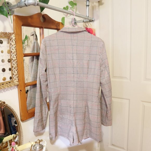 Like new MINI JUMPSUIT - Blazer style plaid Romper XS/S sexy office chic - Picture 14 of 16